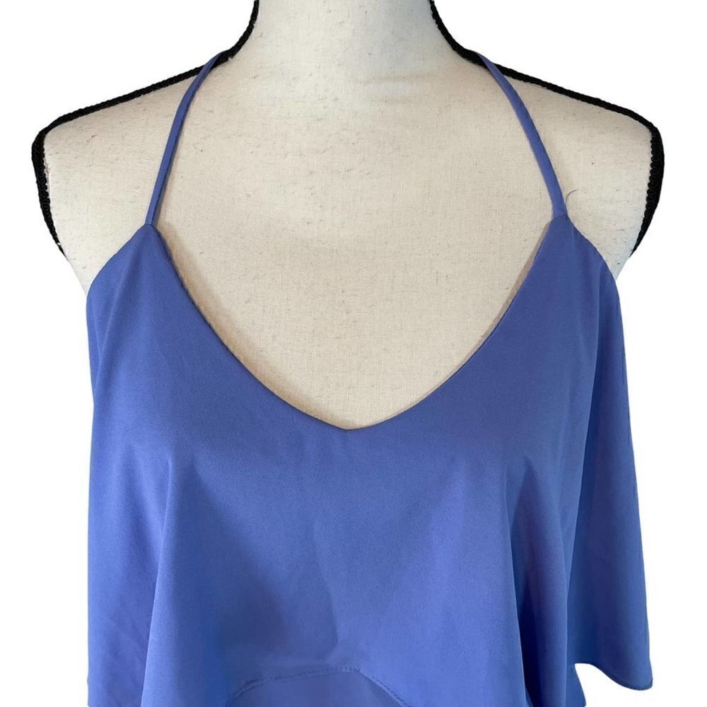 Solemio Los Angeles Georgette Blue Sleeveless Blouse Small - Picture 3 of 10
